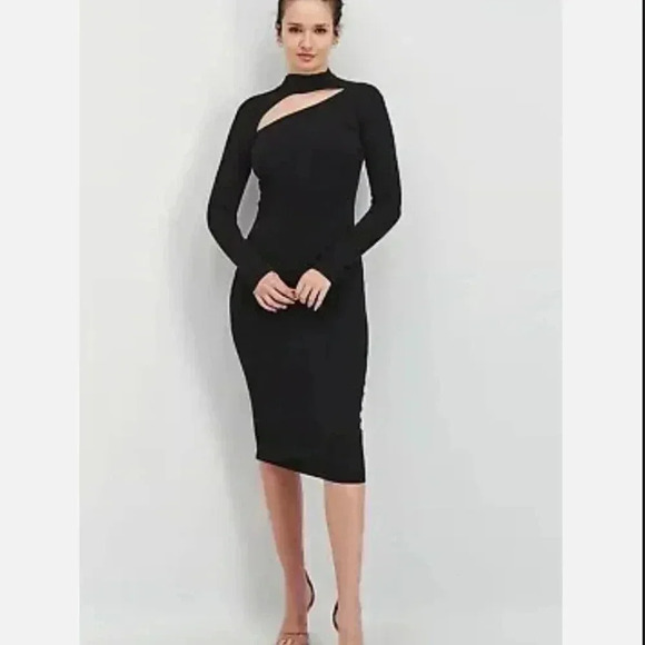 FOREVER 21 Women's Ribbed Textured Cutout Midi Dress Beige Pullover Sz M - Picture 2 of 14